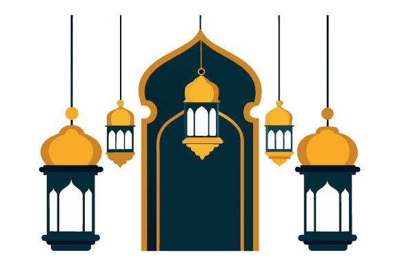 A Set of Lanterns Hanging Above a Blank Graphics