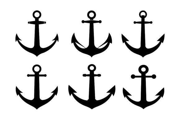 Anchor-black-silhouette Vector Graphics for Print Templates