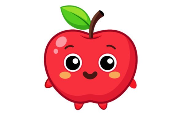 Apple Cartoon on White Background Graphics
