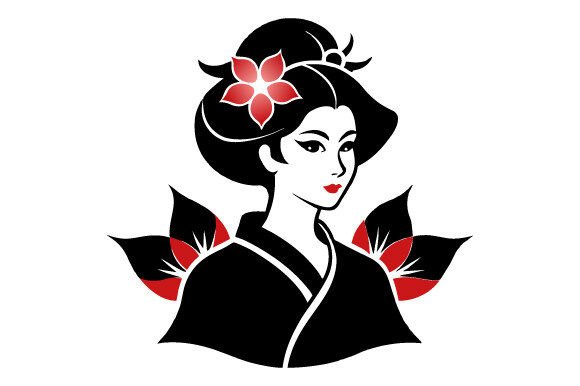Beautiful Japanese Geisha Black Silhouette