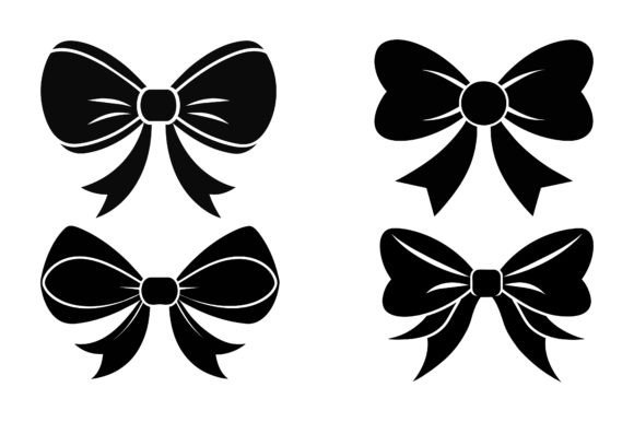 Black Silhouette Bow Graphic for Print Templates