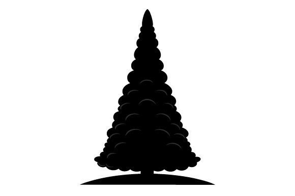 Black Silhouette Cone Topiary Graphics for Print Templates