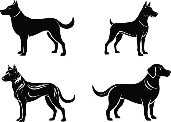 Black Silhouette Dog Graphics for Local Business Branding