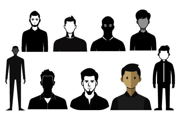 Black Silhouette Man Icon Vector Design for Modern Graphics