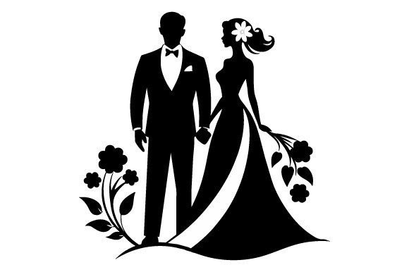 Black Silhouette Wedding Vector Design Graphics for Print Templates