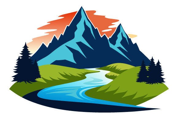 Captivating Mountain-with-River Vector Graphics