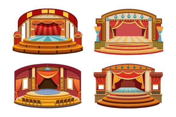 Empty Theater Stage Vector Design Graphics