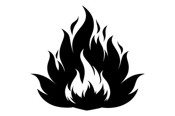 Fire Black Silhouette on White Background Graphics