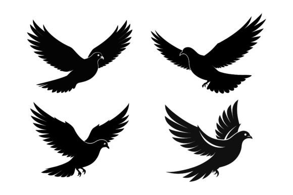 Flying Pigeon Vector Bundle Graphics for Print Templates