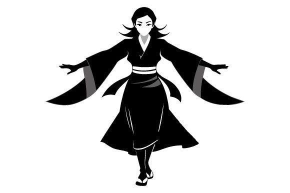 Full Body Black Silhouette Japanese Uchi Graphics for Print Templates