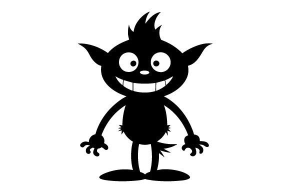 Funny Cartoon Character Black Silhouette Graphics for Print Templates