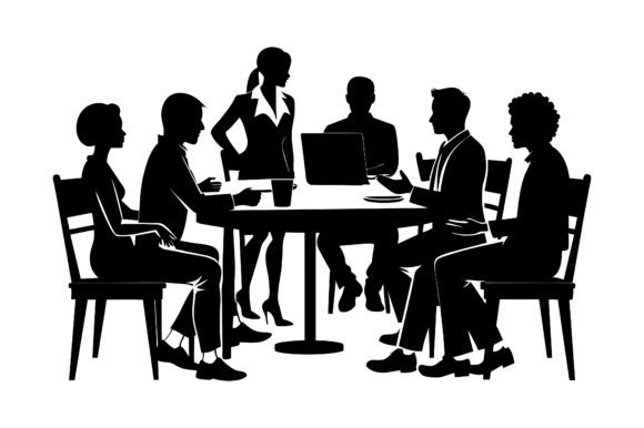 Group of People at a Meeting Table Graphics for Local Branding