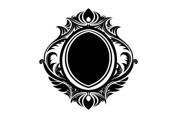 Mirror Line Art Black Silhouette Vector Graphics