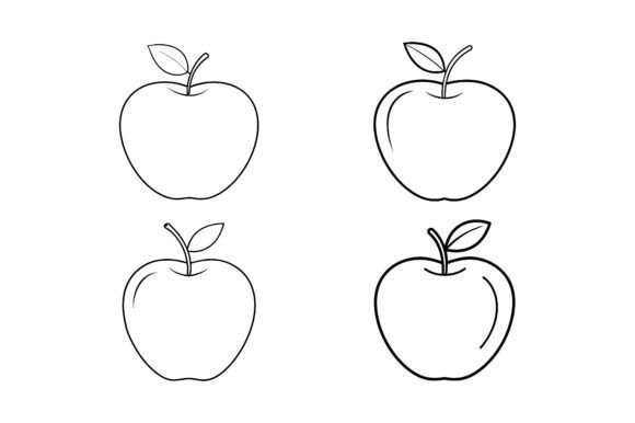 Out Line Apple Silhouette Set