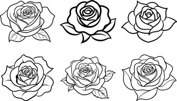 Outline-Rose Graphic for Print Templates