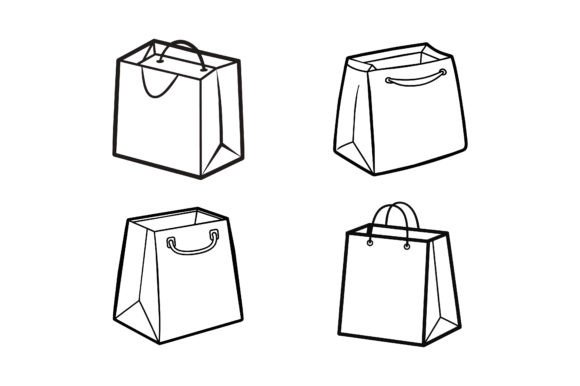 Paper Bag Silhouette Vector Design Graphics