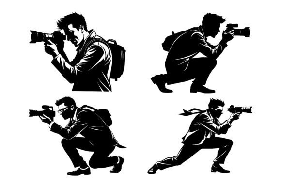 Photographer Striking Stylish Pose Graphics for Print Templates