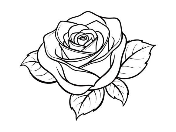 Rose Flower Line Art Vector Graphics