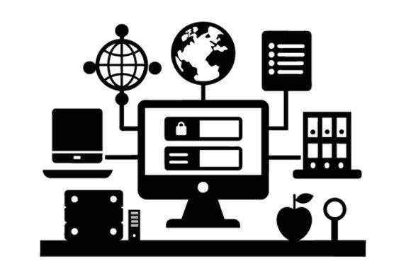 Simple IT Black Silhouette Graphics for Modern Web Design