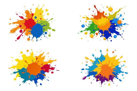 Splashes Splatter Brushstroke Graphics for Print Templates