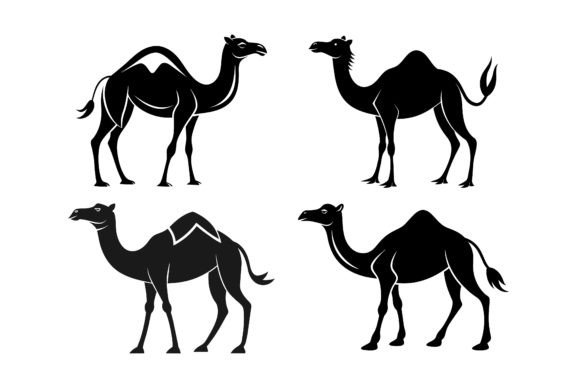 Stylized Camel Silhouette Vector Bundle for Print Templates and Graphics