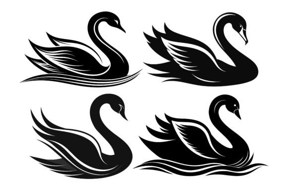 Swan Vector Design Bundle Graphics for Print Templates