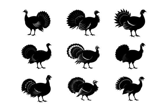 Wild Turkey Black Silhouette Set