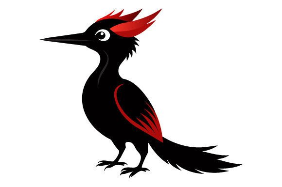 Woodpecker Bird Silhouette Black Vector Graphics for Print Templates